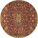 Round Medallion Brown Traditional Rug, tr4549brn