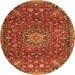 Machine Washable Medallion Orange Traditional Area Rugs, wshtr4549org