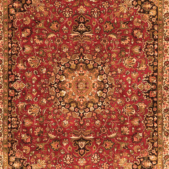 Serging Thickness of Machine Washable Medallion Orange Traditional Area Rugs, wshtr4549org