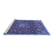 Sideview of Machine Washable Medallion Blue Traditional Rug, wshtr4549blu