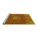 Sideview of Machine Washable Medallion Yellow Traditional Rug, wshtr4549yw