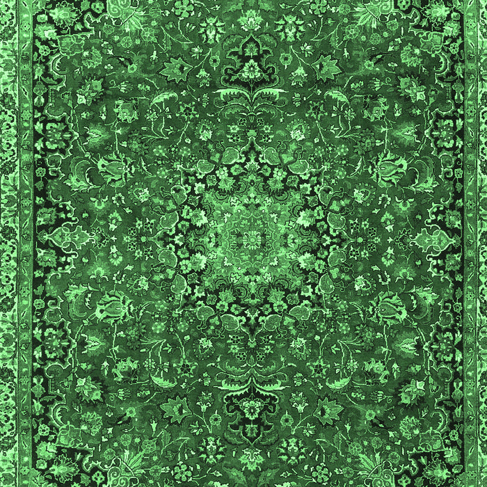 Machine Washable Medallion Emerald Green Traditional Area Rugs, wshtr4549emgrn