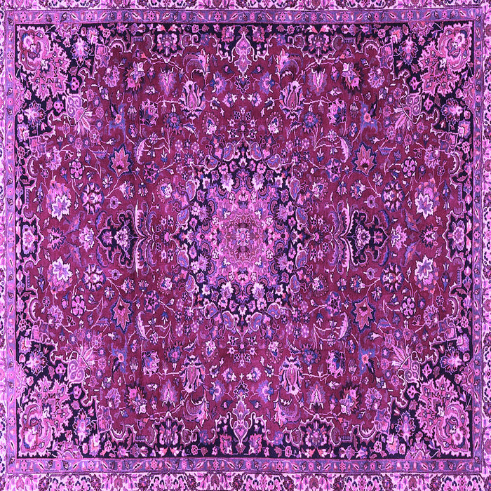Square Machine Washable Medallion Purple Traditional Area Rugs, wshtr4549pur