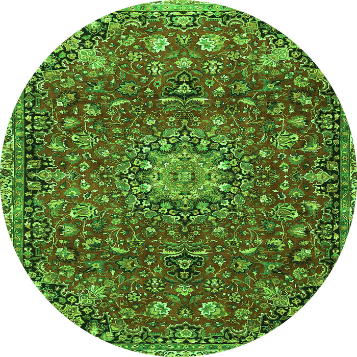 Machine Washable Medallion Green Traditional Area Rugs, wshtr4549grn