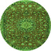 Machine Washable Medallion Green Traditional Area Rugs, wshtr4549grn