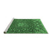 Sideview of Machine Washable Medallion Emerald Green Traditional Area Rugs, wshtr4549emgrn