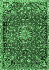 Medallion Emerald Green Traditional Rug, tr4549emgrn