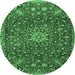 Round Medallion Emerald Green Traditional Rug, tr4549emgrn