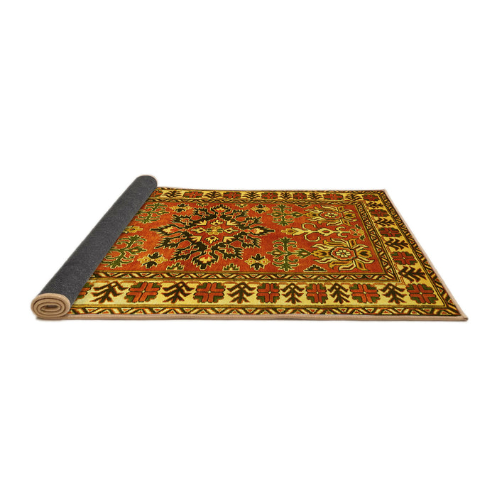 Sideview of Geometric Yellow Traditional Rug, tr454yw