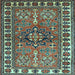 Square Geometric Light Blue Traditional Rug, tr454lblu