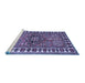 Sideview of Machine Washable Geometric Blue Traditional Rug, wshtr454blu