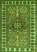 Serging Thickness of Machine Washable Geometric Green Traditional Area Rugs, wshtr454grn