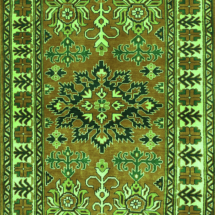 Serging Thickness of Machine Washable Geometric Green Traditional Area Rugs, wshtr454grn