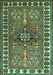 Geometric Turquoise Traditional Rug, tr454turq