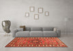 Machine Washable Geometric Orange Traditional Area Rugs in a Living Room, wshtr454org