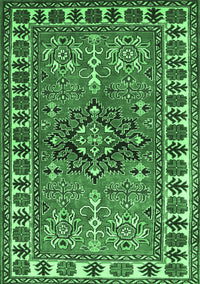 Geometric Emerald Green Traditional Rug, tr454emgrn