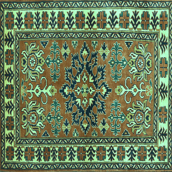 Square Machine Washable Geometric Turquoise Traditional Area Rugs, wshtr454turq