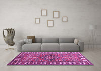 Machine Washable Geometric Purple Traditional Rug, wshtr454pur