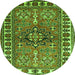 Machine Washable Geometric Green Traditional Area Rugs, wshtr454grn