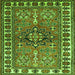 Round Machine Washable Geometric Green Traditional Area Rugs, wshtr454grn