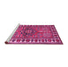 Sideview of Machine Washable Geometric Pink Traditional Rug, wshtr454pnk