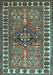 Geometric Light Blue Traditional Rug, tr454lblu