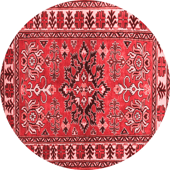 Machine Washable Geometric Red Traditional Rug, wshtr454red