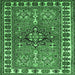 Square Machine Washable Geometric Emerald Green Traditional Area Rugs, wshtr454emgrn