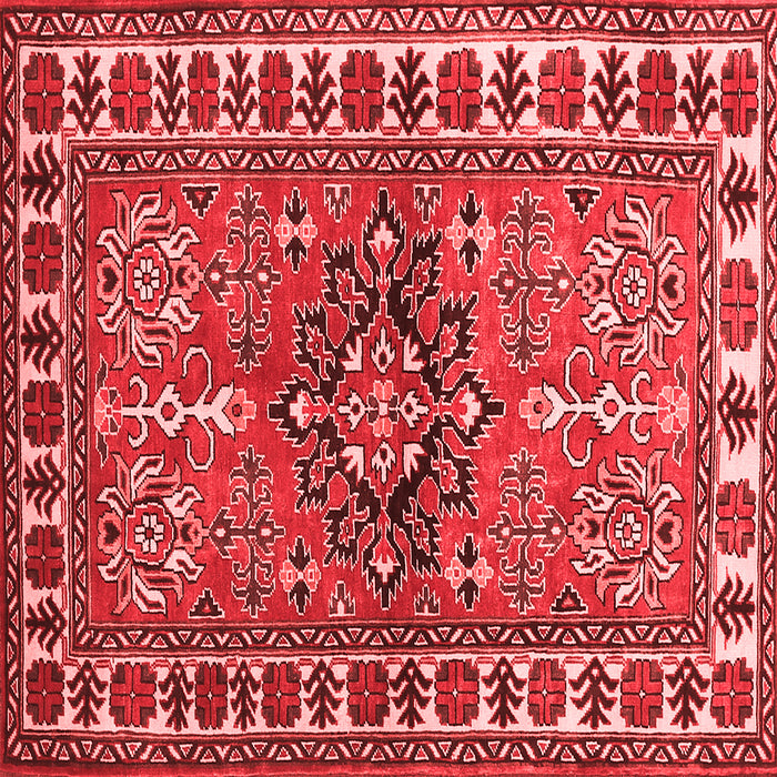 Machine Washable Geometric Red Traditional Rug, wshtr454red