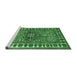 Sideview of Machine Washable Geometric Emerald Green Traditional Area Rugs, wshtr454emgrn