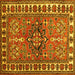 Square Geometric Yellow Traditional Rug, tr454yw