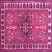 Square Geometric Pink Traditional Rug, tr454pnk