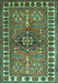 Machine Washable Geometric Turquoise Traditional Area Rugs, wshtr454turq