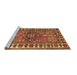 Sideview of Machine Washable Geometric Brown Traditional Rug, wshtr454brn