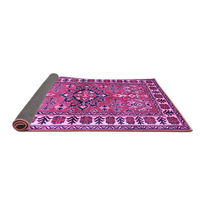Sideview of Geometric Purple Traditional Rug, tr454pur