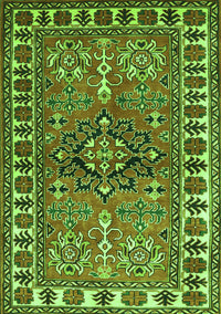 Geometric Green Traditional Rug, tr454grn