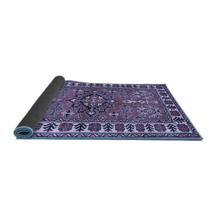 Sideview of Geometric Blue Traditional Rug, tr454blu