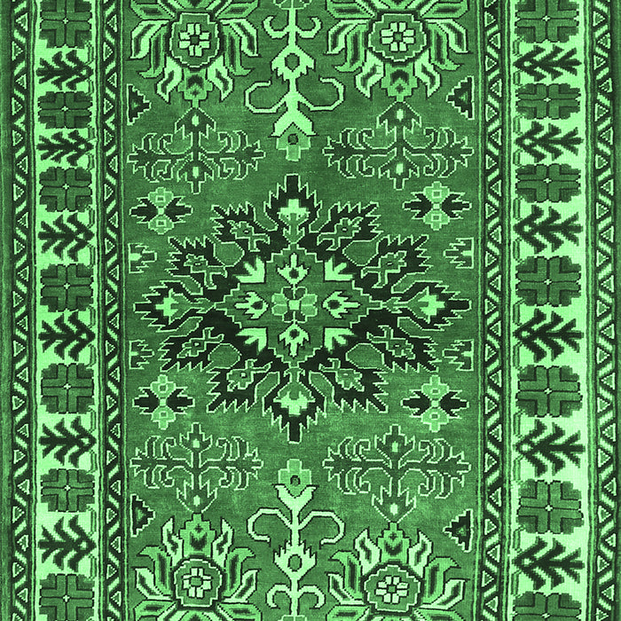 Machine Washable Geometric Emerald Green Traditional Area Rugs, wshtr454emgrn