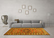 Machine Washable Geometric Yellow Traditional Rug in a Living Room, wshtr454yw