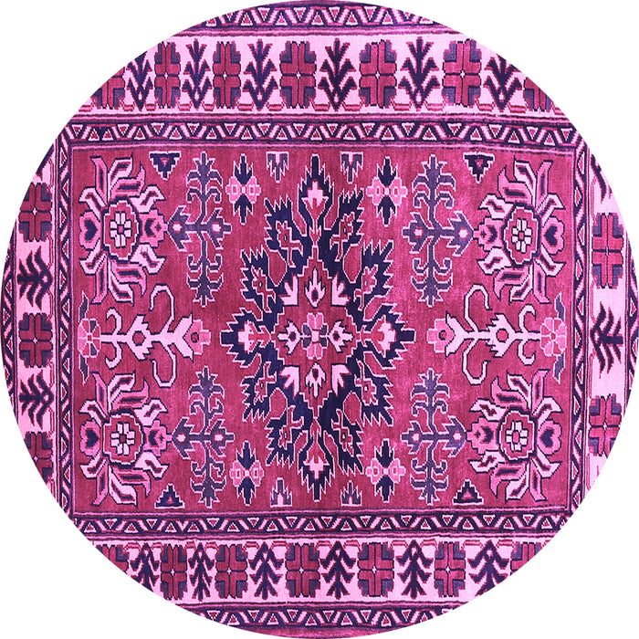 Round Machine Washable Geometric Purple Traditional Area Rugs, wshtr454pur