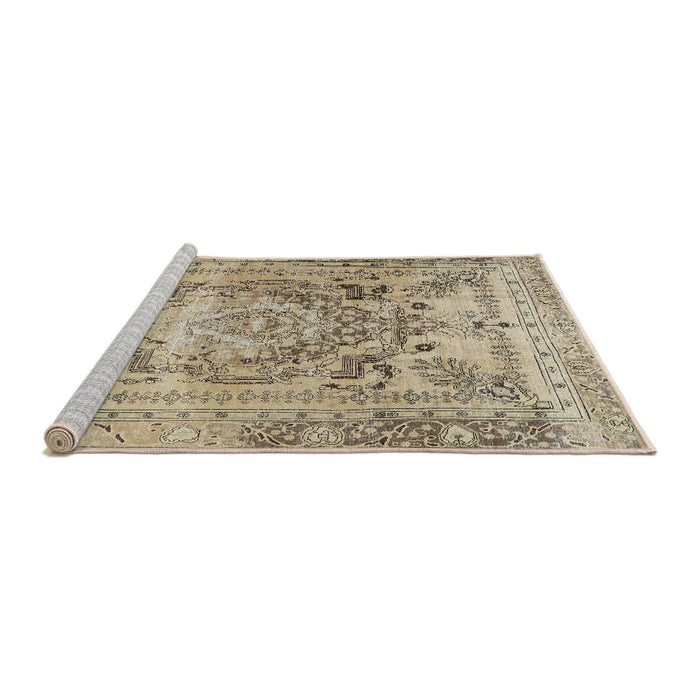 Sideview of Machine Washable Traditional Brown Rug, wshtr4550