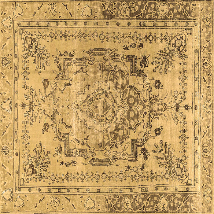 Square Persian Brown Traditional Rug, tr4550brn