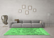 Machine Washable Persian Emerald Green Traditional Area Rugs in a Living Room,, wshtr4550emgrn