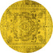 Round Persian Yellow Traditional Rug, tr4550yw