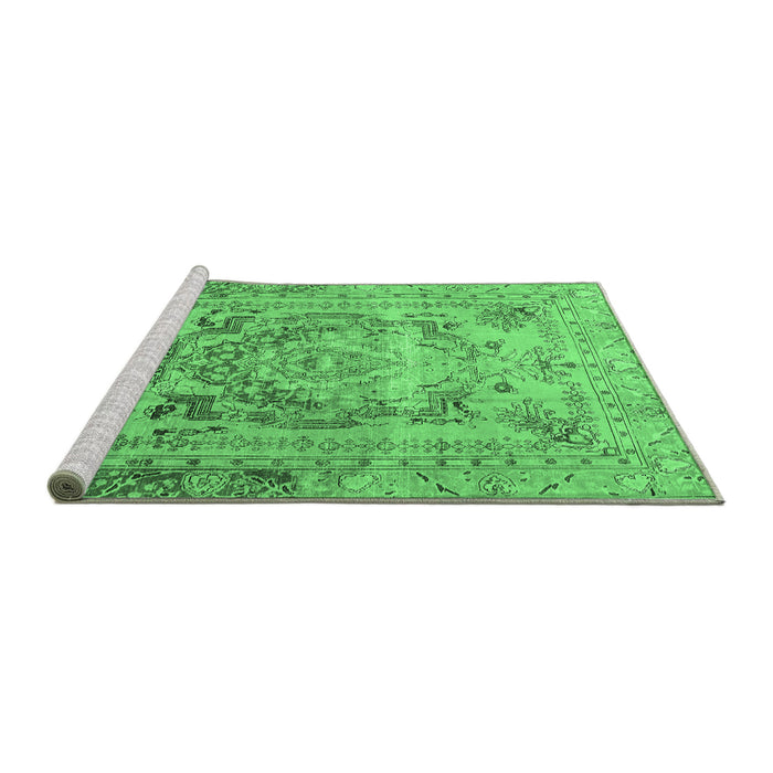Sideview of Machine Washable Persian Emerald Green Traditional Area Rugs, wshtr4550emgrn