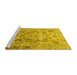 Sideview of Machine Washable Persian Yellow Traditional Rug, wshtr4550yw