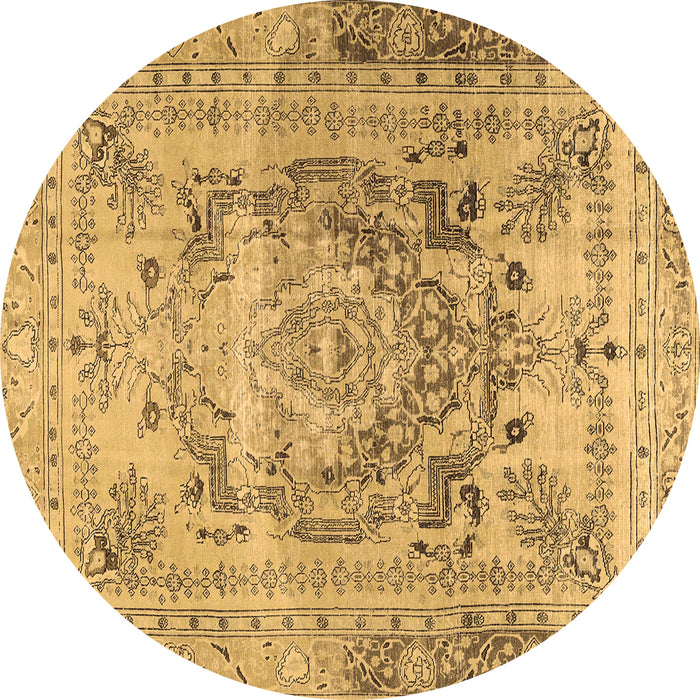 Round Persian Brown Traditional Rug, tr4550brn