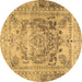 Round Persian Brown Traditional Rug, tr4550brn