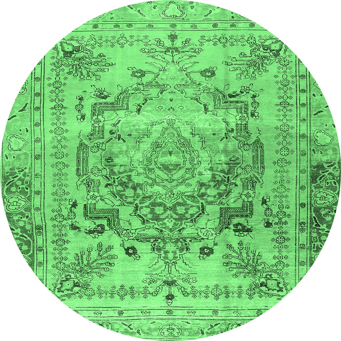 Round Persian Emerald Green Traditional Rug, tr4550emgrn