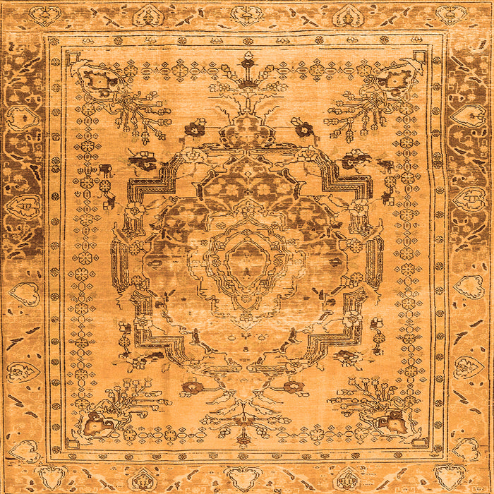 Round Machine Washable Persian Orange Traditional Area Rugs, wshtr4550org